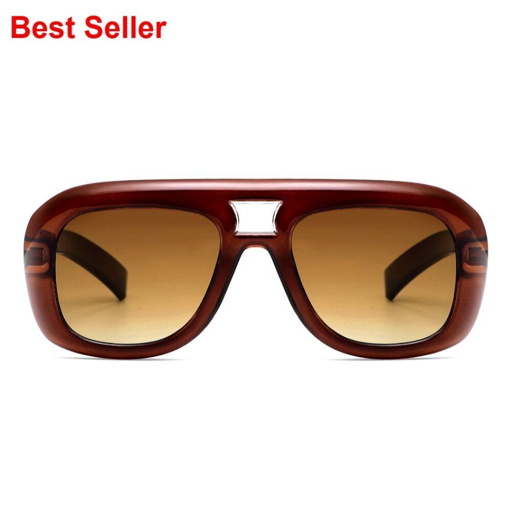 Retro Oversized Aviator Sunglasses, UV400 Protection, Vintage Square Frame